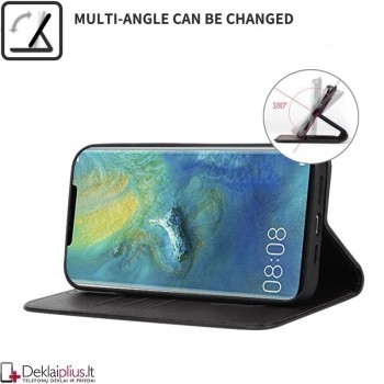 Dirbtinės odos atverčiamas dėklas su skyreliais - juodas (Huawei Mate 20 Pro) Dirbtinės odos atverčiamas dėklas su skyreliais - juodas (Huawei Mate 20 Pro)